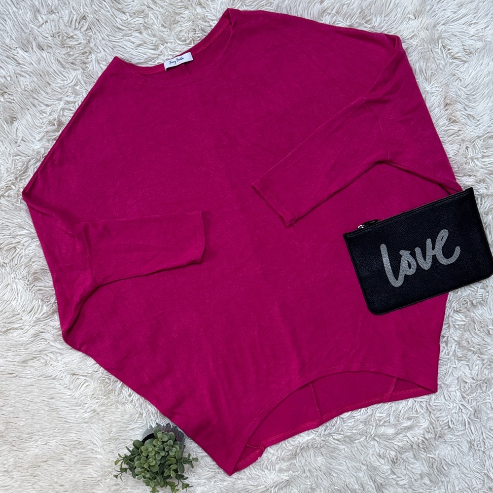 Jenny Boston Dolman 3/4 Sleeve Sweater 💗 Raspberry Pink